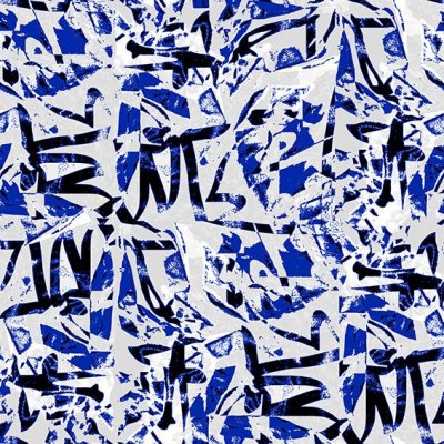 Velours Graphe n°2 Zéphyr and Co, polyester, gris, bleu électrique, noir, blanc