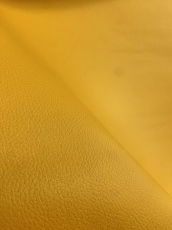 Simili cuir karia uni jaune moutarde, polyester