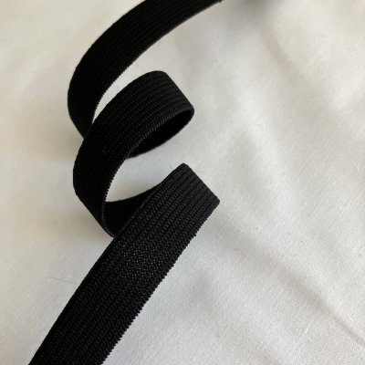 Élastique noir souple 15 mm, polyester, latex