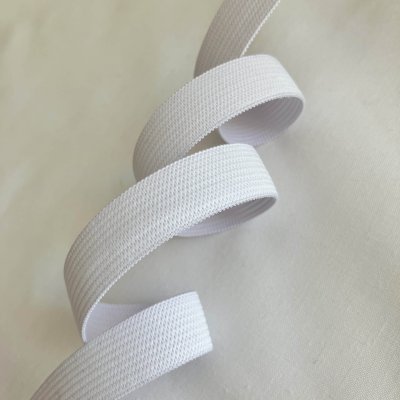 Élastique blanc souple 15 mm, polyester, latex