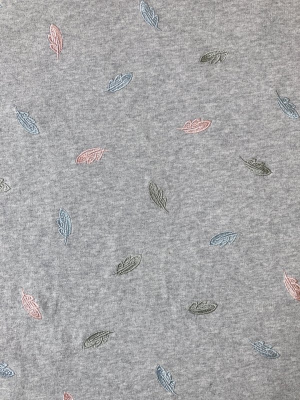 Jersey french terry gris brodé de plumes