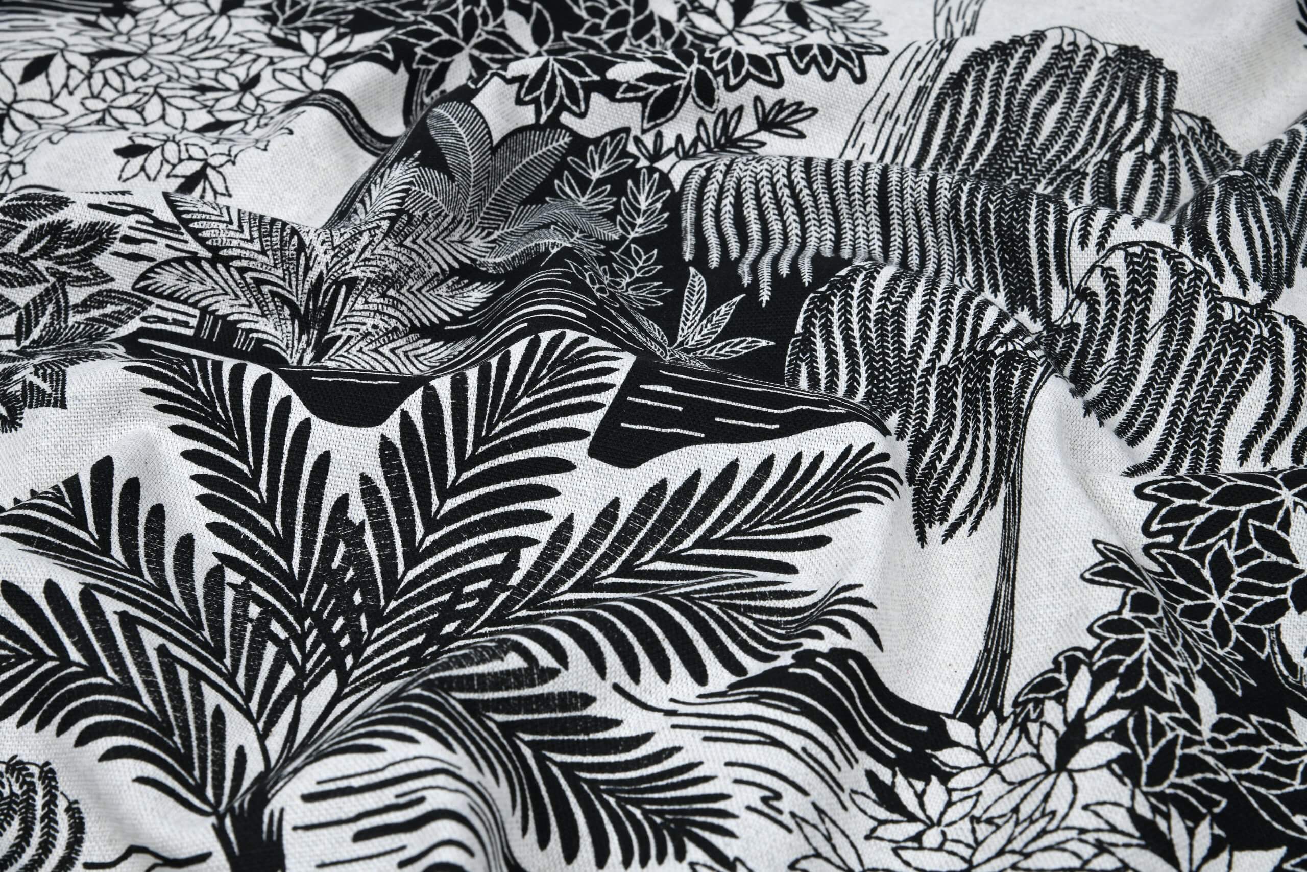 Tissu Ameublement Noir Et Blanc Graphique