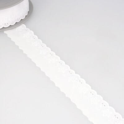 Broderie anglaise fleurs blanc 38 mm