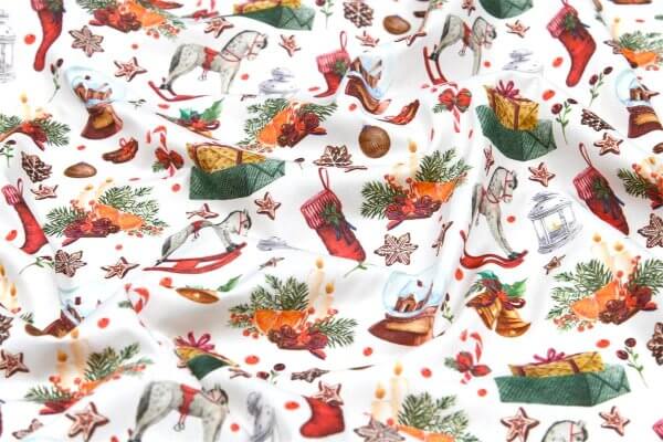 Tissu de Noël Alliwant blanc