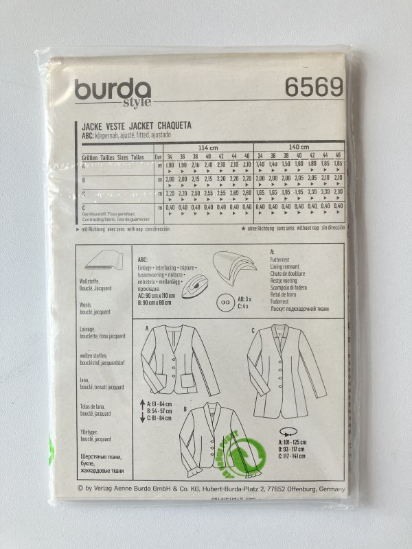 Patron Burda style veste femme