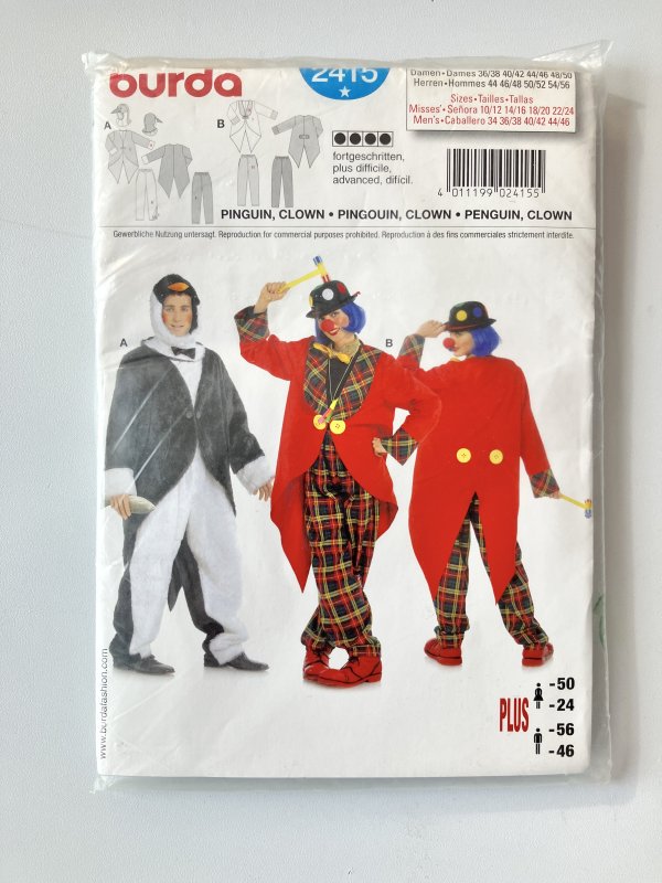 Patron Burda Clown et Pingouin