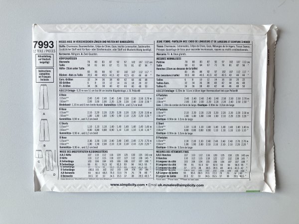 Patron Simplicity Pantalon et ceinture à nouer