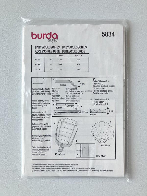 Patron Burda style accessoire de bébé