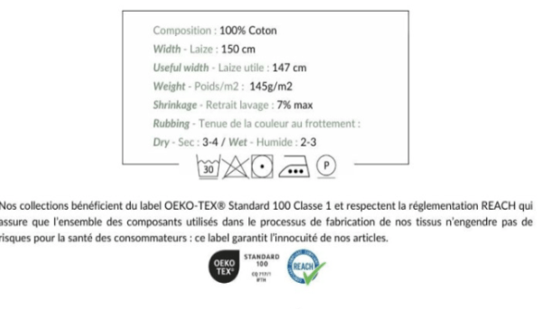 Tissu coton uni gris beton