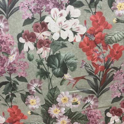 lin fond vert imprimé feuri