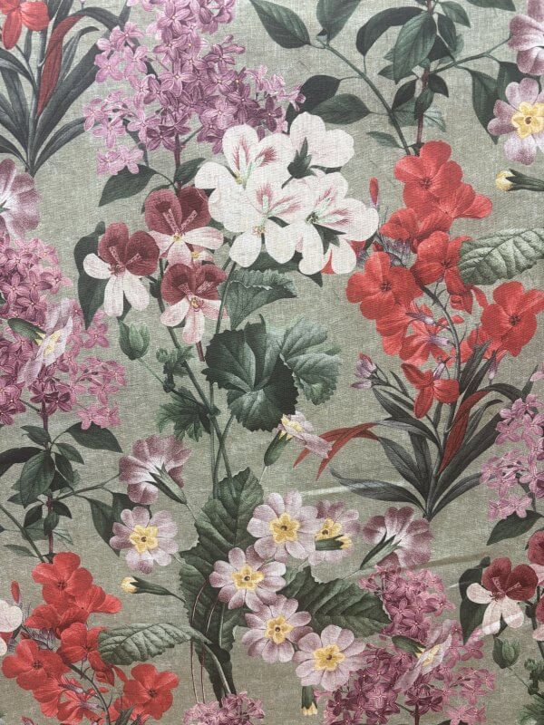 lin fond vert imprimé feuri