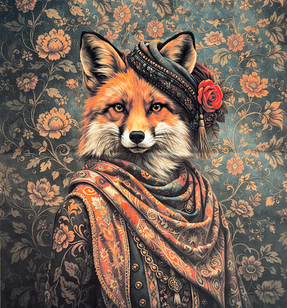 Carré de coussin renard vintage