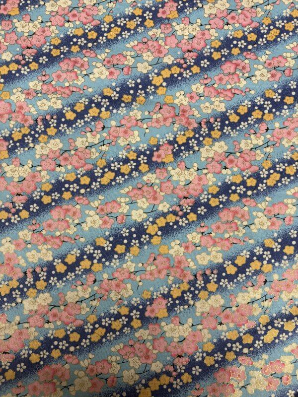 IMG_6074 Tissu coton foil cerisier bleu
