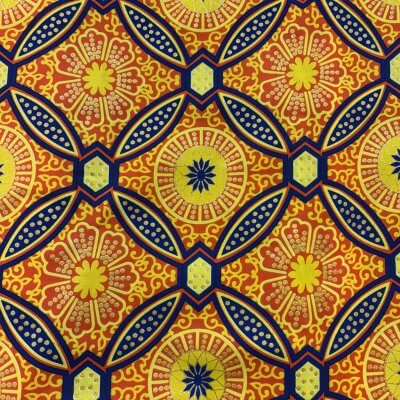tissu wax sura orange bleu