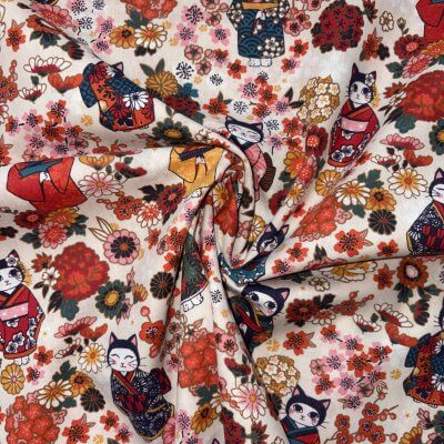 tissu kimono chat
